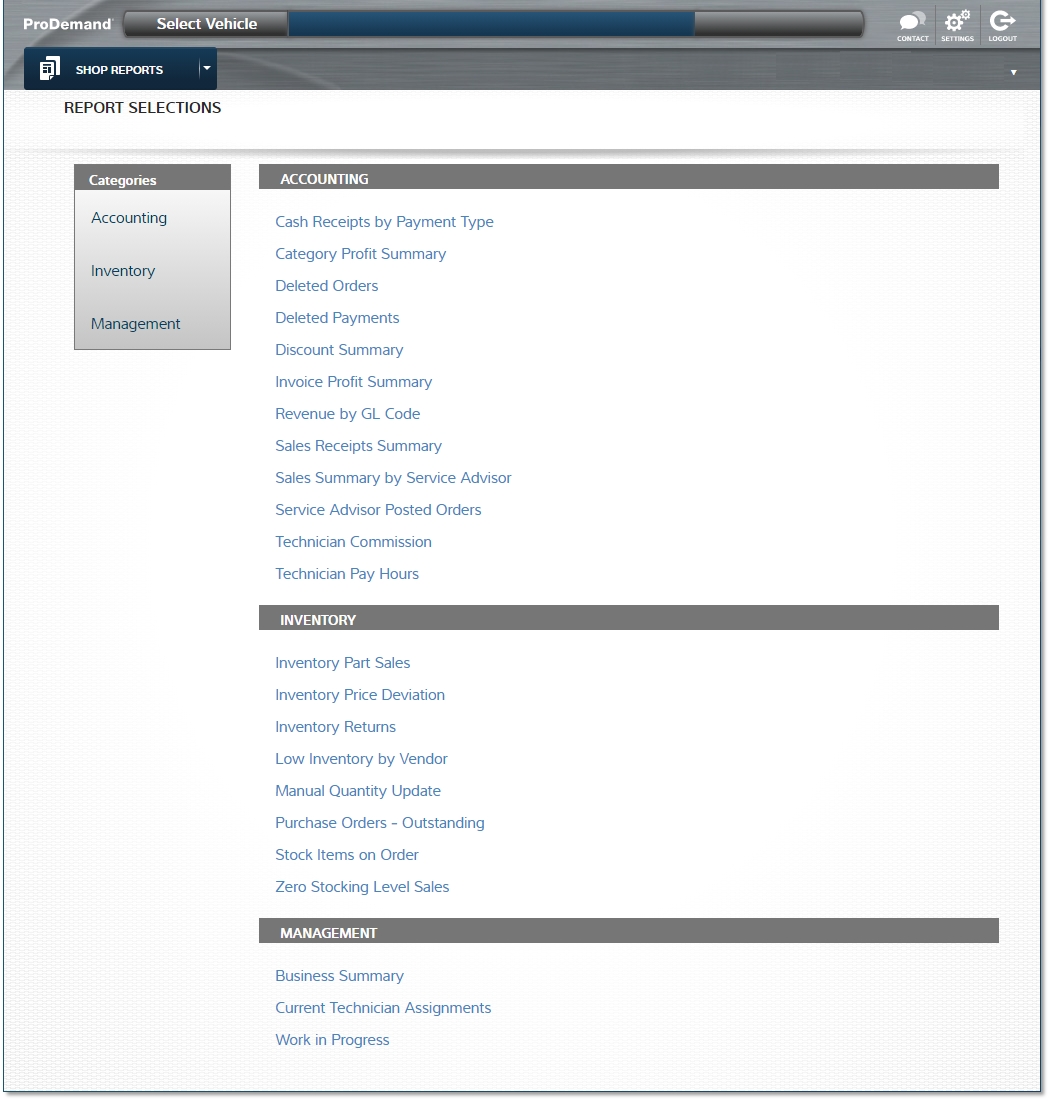 ProDemand Shop Reports