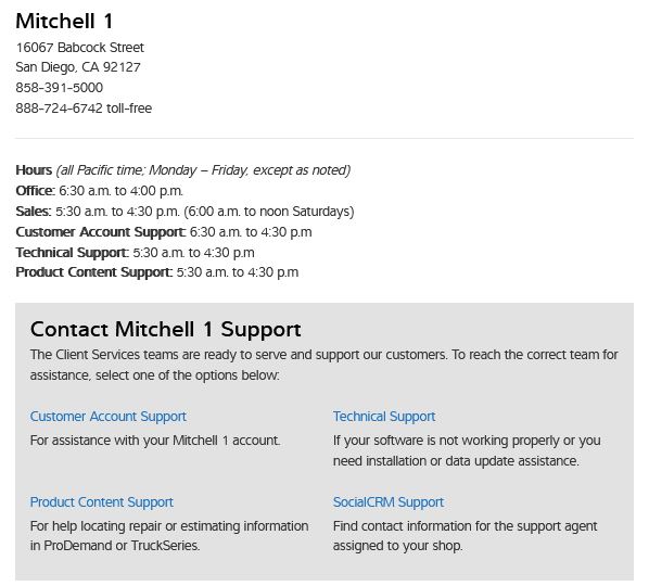 Mitchell 1 Contact Information